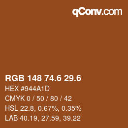 カラーコード: RGB 148 74.6 29.6 | qconv.com