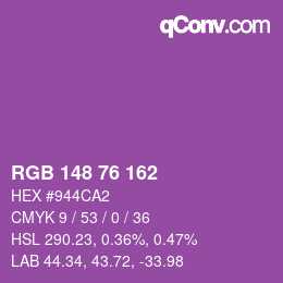 Color code: RGB 148 76 162 | qconv.com