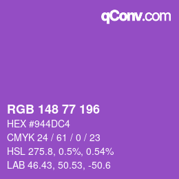 カラーコード: RGB 148 77 196 | qconv.com