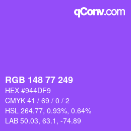 Color code: RGB 148 77 249 | qconv.com