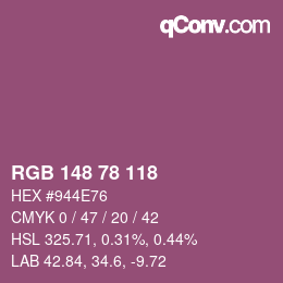 Color code: RGB 148 78 118 | qconv.com