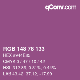 Color code: RGB 148 78 133 | qconv.com