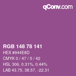 カラーコード: RGB 148 78 141 | qconv.com
