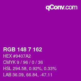 Color code: RGB 148 7 162 | qconv.com