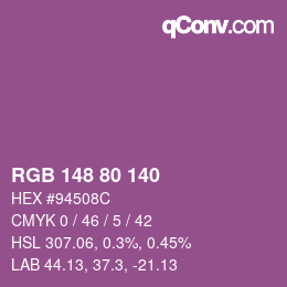 Código de color: RGB 148 80 140 | qconv.com