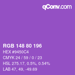Color code: RGB 148 80 196 | qconv.com
