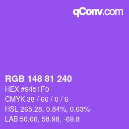 カラーコード: RGB 148 81 240 | qconv.com
