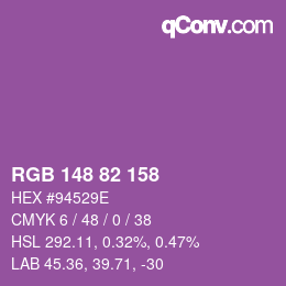 Color code: RGB 148 82 158 | qconv.com