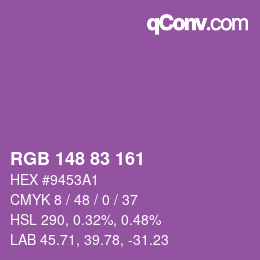 Color code: RGB 148 83 161 | qconv.com
