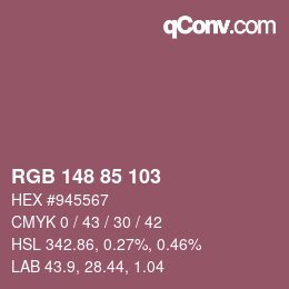 Color code: RGB 148 85 103 | qconv.com