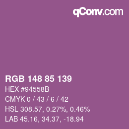 Color code: RGB 148 85 139 | qconv.com
