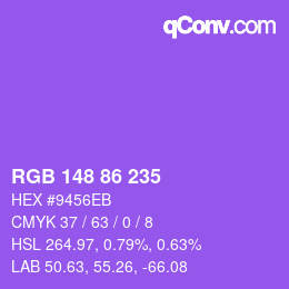 颜色代码: RGB 148 86 235 | qconv.com