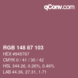 Color code: RGB 148 87 103 | qconv.com