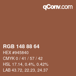 Color code: RGB 148 88 64 | qconv.com