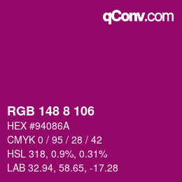 カラーコード: RGB 148 8 106 | qconv.com