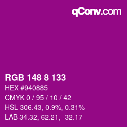 Color code: RGB 148 8 133 | qconv.com
