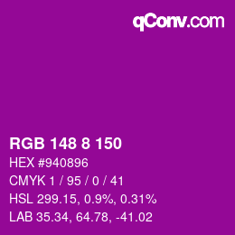 Color code: RGB 148 8 150 | qconv.com