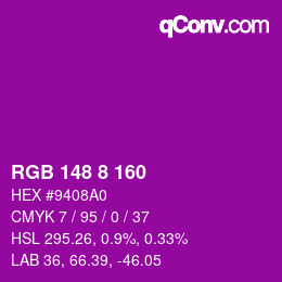 カラーコード: RGB 148 8 160 | qconv.com