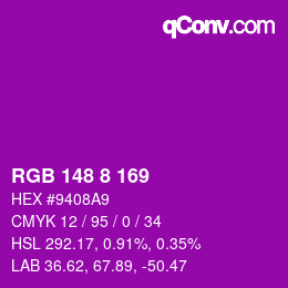 Color code: RGB 148 8 169 | qconv.com