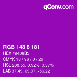 颜色代码: RGB 148 8 181 | qconv.com