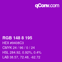 Color code: RGB 148 8 195 | qconv.com