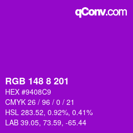 Color code: RGB 148 8 201 | qconv.com