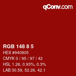 颜色代码: RGB 148 8 5 | qconv.com