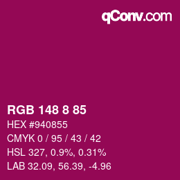 Color code: RGB 148 8 85 | qconv.com