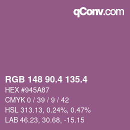 カラーコード: RGB 148 90.4 135.4 | qconv.com