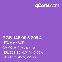 カラーコード: RGB 148 90.8 205.4 | qconv.com