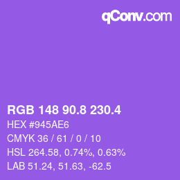 カラーコード: RGB 148 90.8 230.4 | qconv.com
