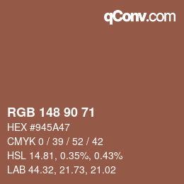 颜色代码: RGB 148 90 71 | qconv.com