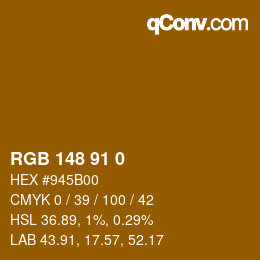 颜色代码: RGB 148 91 0 | qconv.com