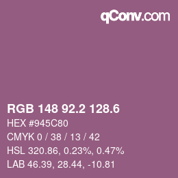 カラーコード: RGB 148 92.2 128.6 | qconv.com
