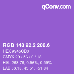 カラーコード: RGB 148 92.2 208.6 | qconv.com
