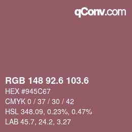カラーコード: RGB 148 92.6 103.6 | qconv.com