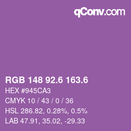 カラーコード: RGB 148 92.6 163.6 | qconv.com