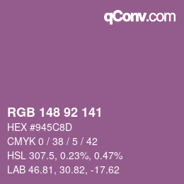 颜色代码: RGB 148 92 141 | qconv.com
