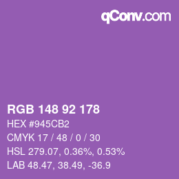 カラーコード: RGB 148 92 178 | qconv.com