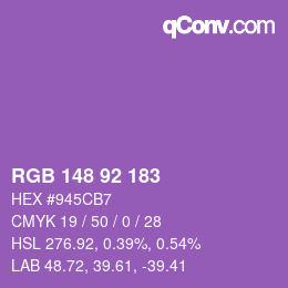カラーコード: RGB 148 92 183 | qconv.com