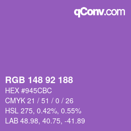 Color code: RGB 148 92 188 | qconv.com