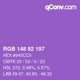 カラーコード: RGB 148 92 197 | qconv.com
