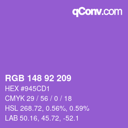 颜色代码: RGB 148 92 209 | qconv.com