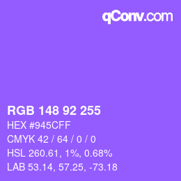 Color code: RGB 148 92 255 | qconv.com