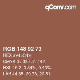 カラーコード: RGB 148 92 73 | qconv.com