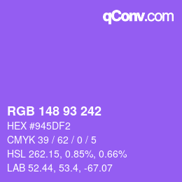 Color code: RGB 148 93 242 | qconv.com