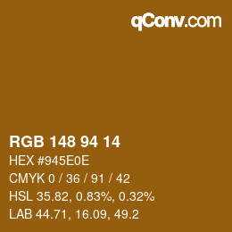 Color code: RGB 148 94 14 | qconv.com