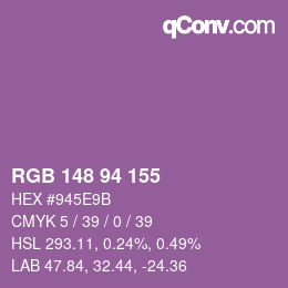カラーコード: RGB 148 94 155 | qconv.com