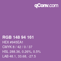 Farbcode: RGB 148 94 161 | qconv.com