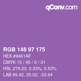 Farbcode: RGB 148 97 175 | qconv.com